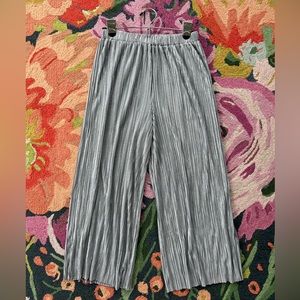 Wide leg silver cropped pants